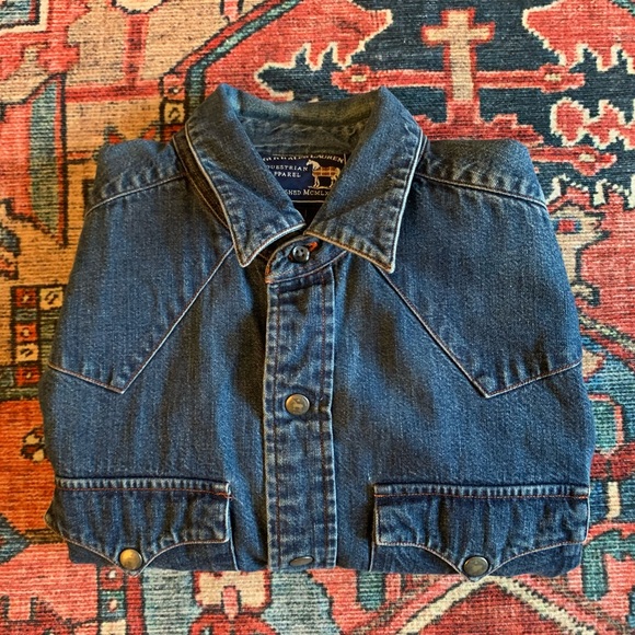 Vintage Polo Ralph Lauren Button Up Jean Shirt S/M - Picture 2 of 9